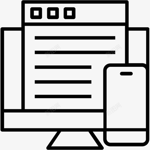 自适应笔记本电脑响应式图标svg_新图网 https://ixintu.com 响应式设计 模板 笔记本电脑 线框 网页设计和开发平面线图标 自适应
