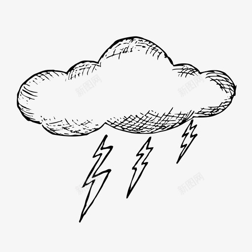闪电大气手绘图标svg_新图网 https://ixintu.com 大气 天气 手绘 草图 草图图标 闪电 风暴