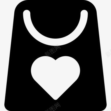 心形标牌圣瓦伦丁礼品袋图标图标