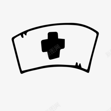 护士帽涂鸦医学图标图标