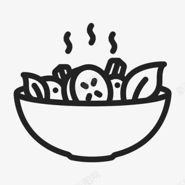 热沙拉碗菜图标图标