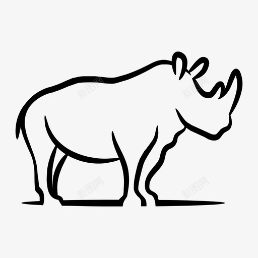 犀牛动物动物线图标svg_新图网 https://ixintu.com 动物 动物线 犀牛