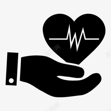 心脏病学心电图心搏图标图标