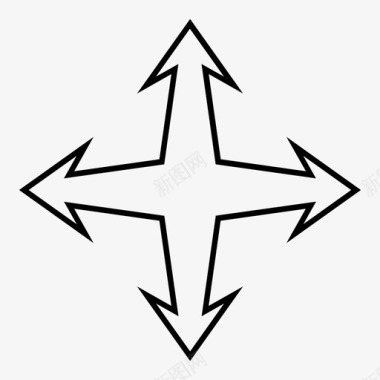 移动箭头连接十字路口图标图标