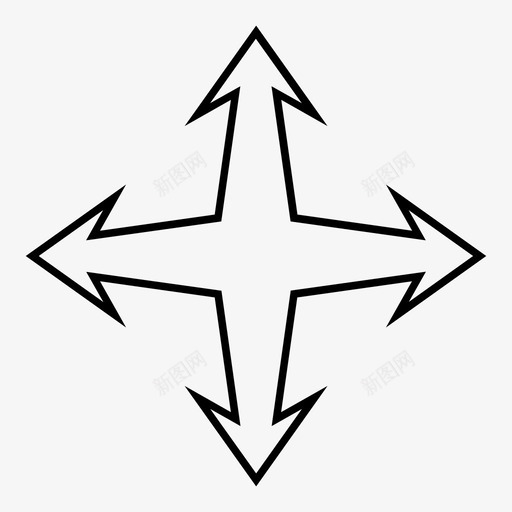 移动箭头连接十字路口图标svg_新图网 https://ixintu.com 交叉点 十字路口 方向 移动箭头 箭头轮廓 连接