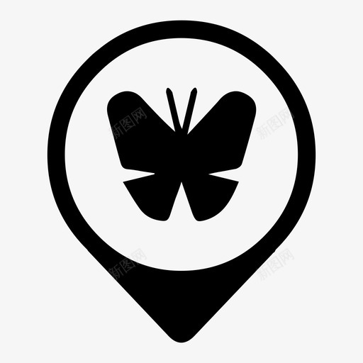 蝴蝶图钉地图元素图标svg_新图网 https://ixintu.com 图钉 地图元素 蝴蝶