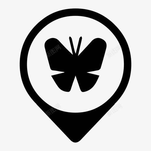蝴蝶图钉地图元素图标svg_新图网 https://ixintu.com 图钉 地图元素 蝴蝶