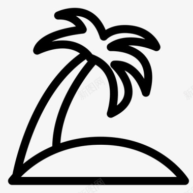 棕榈树岛屿海岸图标图标