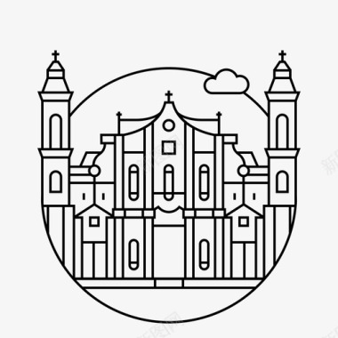 哈瓦那首都教堂图标图标