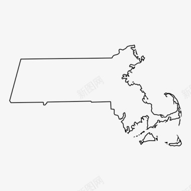 马萨诸塞州地图美国轮廓图图标图标