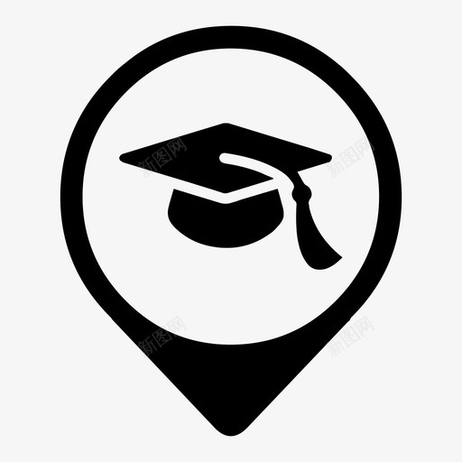 学院毕业毕业帽图标svg_新图网 https://ixintu.com 图钉 地图元素 学院 毕业 毕业帽