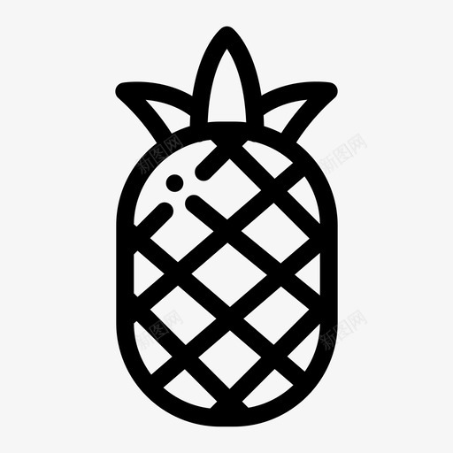菠萝新鲜水果菠萝水果图标svg_新图网 https://ixintu.com 新鲜水果 水果线图标集 热带 菠萝 菠萝水果