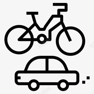 汽车和自行车租赁车辆酒店服务图标图标