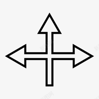 交叉点箭头连接十字路口图标图标