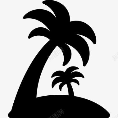 有棕榈树的岛屿自然在海滩上图标图标