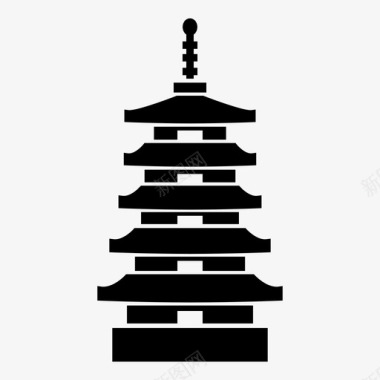日本宝塔佛寺历史地标图标图标