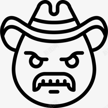 胡子牛仔表情愤怒脸图标图标