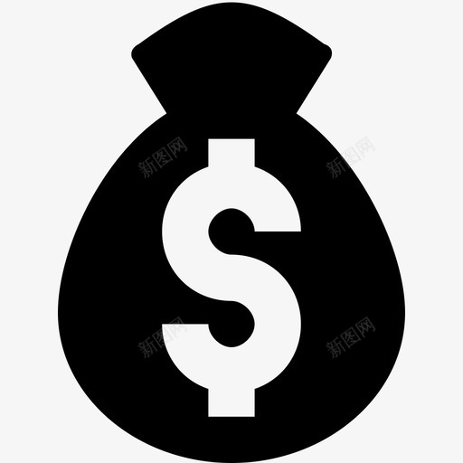 钱袋货币美元图标svg_新图网 https://ixintu.com 美元 财富 货币 钱袋 银行和金融字形图标
