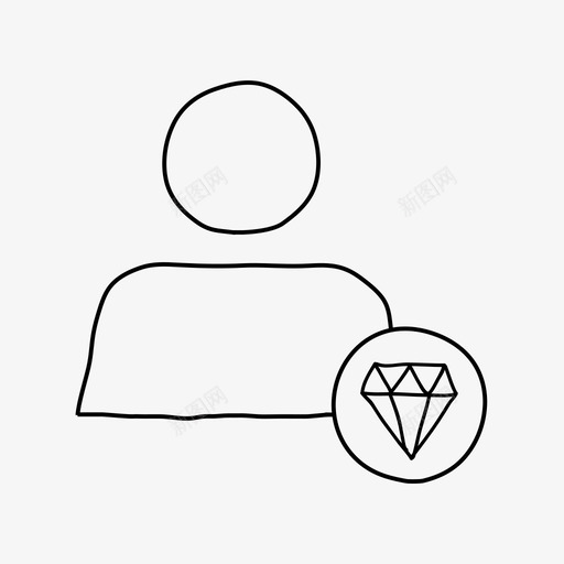 钻石用户账户个人资料图标svg_新图网 https://ixintu.com 个人资料 财富 账户 钻石用户