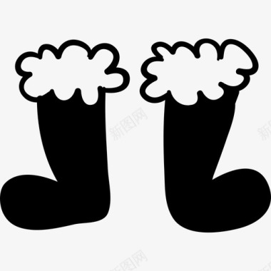 一双圣诞袜招牌手绘的圣诞节图标图标