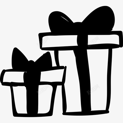 礼品盒手绘圣诞节图标svg_新图网 https://ixintu.com 手绘圣诞节 礼品盒