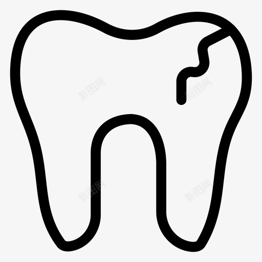 牙齿破损损坏图标svg_新图网 https://ixintu.com 人类 损坏 牙医 牙齿 牙齿线图标 破损