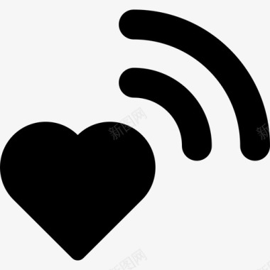 心形状圣瓦伦丁上的Wifi信号图标图标