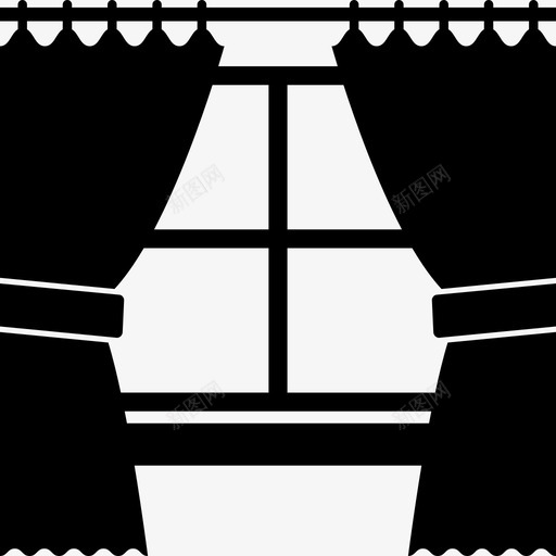 窗帘装饰房子图标svg_新图网 https://ixintu.com 室内 房子 窗帘 装饰
