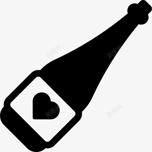 香槟酒瓶有心形标志标志图标svg_新图网 https://ixintu.com 圣瓦伦丁 有心形标志 标志 香槟酒瓶