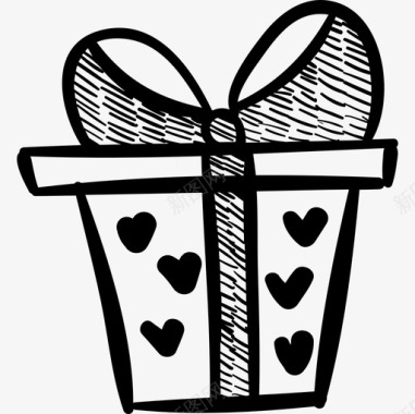 心形标牌情人节礼物盒图标图标