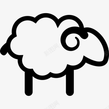 羊毛卷曲的绵羊动物绵羊图标图标