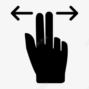 两个手指水平滚动手势手势扎实图标图标