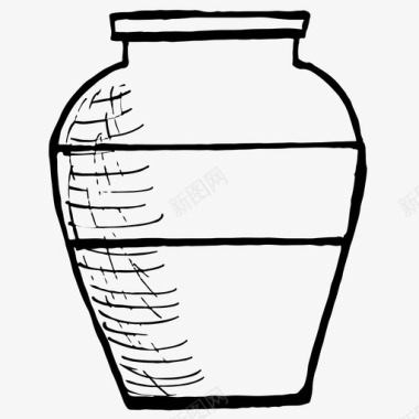 花瓶手绘水壶图标图标