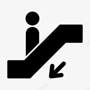 自动扶梯下降机场楼梯图标图标
