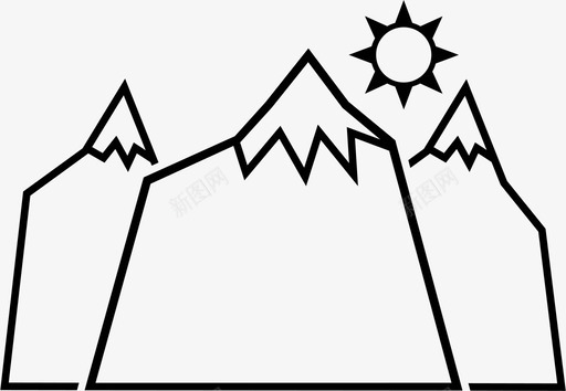 山上的太阳山峰山脊图标svg_新图网 https://ixintu.com 山上的太阳 山峰 山脊 雪