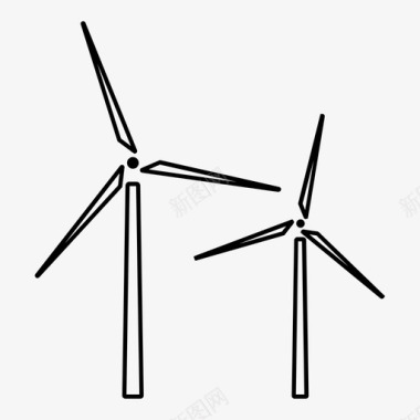 风力涡轮机可再生能源风力发电图标图标