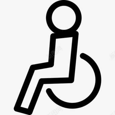 轮椅侧视图人poi公共场所轮廓图标图标