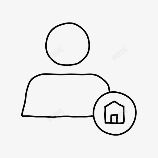 家庭用户手绘房屋图标svg_新图网 https://ixintu.com 个人资料 家庭用户 房屋 手绘