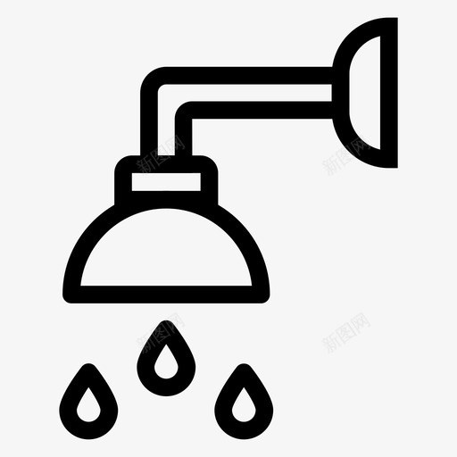 雨浴浴室图标svg_新图网 https://ixintu.com 浴 浴室 滴水 酒店餐厅线图标 雨