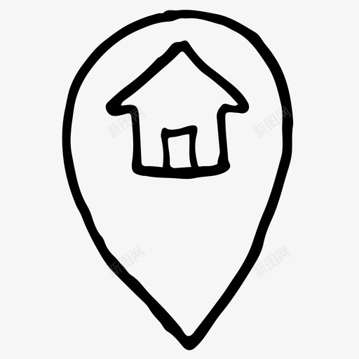 房子地图钉家位置图标svg_新图网 https://ixintu.com 位置 地图钉 家 房子地图钉 草图