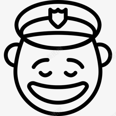 快乐警察表情秃顶脸图标图标