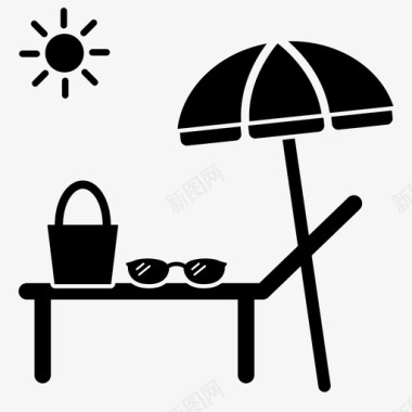 海滩躺椅阳伞图标图标