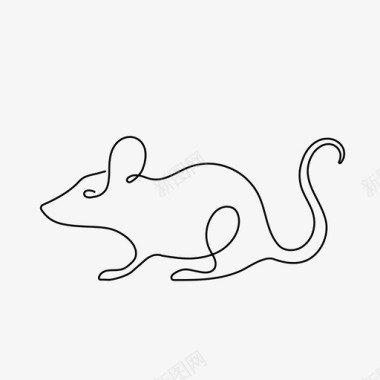 老鼠动物单线图标图标