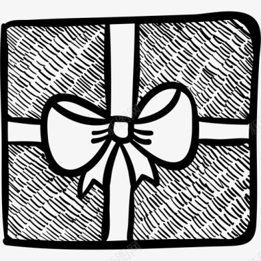 带可爱丝带标牌情人节礼物的礼盒图标图标