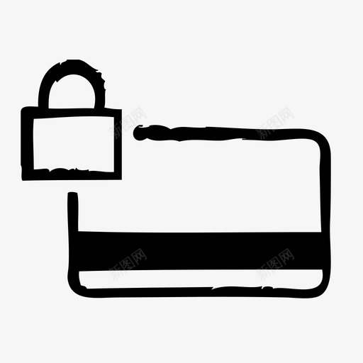 银行卡锁防护图标svg_新图网 https://ixintu.com 安全 草图2 银行卡 锁 防护