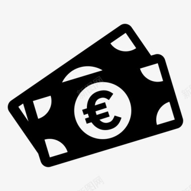 两张欧元钞票现金货币图标图标
