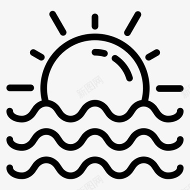 太阳海滩夏天图标图标