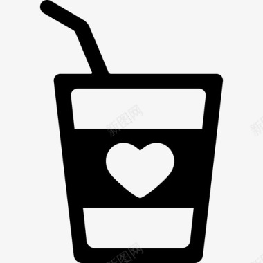 带心的塑料杯标志做我的情人图标图标