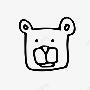 方块熊动物涂鸦图标图标