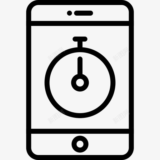 秒表手机计时器图标svg_新图网 https://ixintu.com 手机 秒表 移动工具 计时器